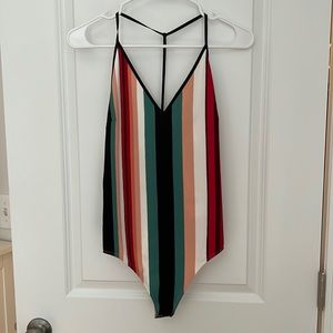 NWT Express multi colored striped bodysuit.